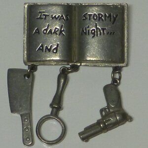 Vintage Pewter "Mystery Readers" Brooch